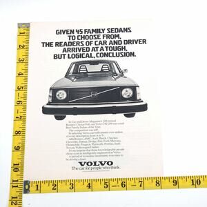 1975 Volvo 242/244 Family‎ Sedan 8" x 11" Print Ad Road Test Magazine